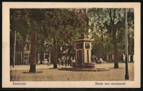 AK Enschede, Markt met monument