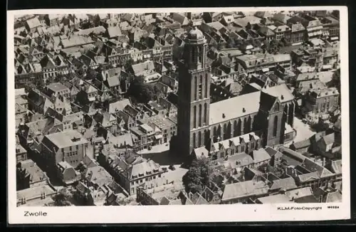 AK Zwolle, Teilansicht mit Kirche, Fliegeraufnahme
