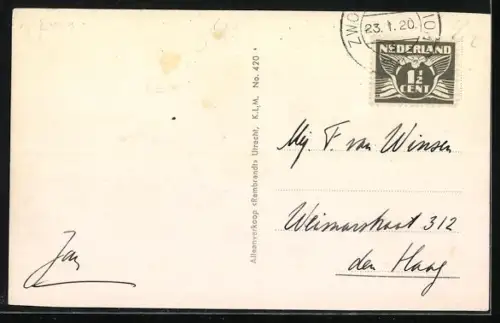 AK Zwolle, Teilansicht mit Kirche, Fliegeraufnahme