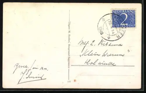 AK Sappemeer, Gezicht Zuiderstraat met Kleinemeersterbrug