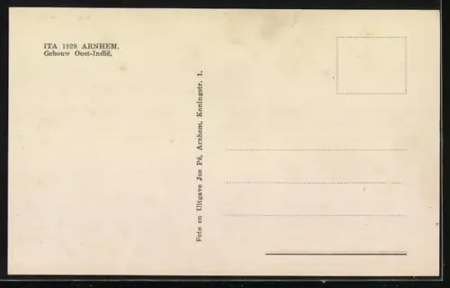 AK Arnhem, ITA 1928, Gebouw Oost-Indie
