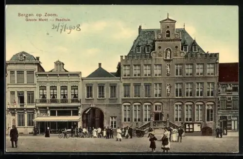 AK Bergen op Zoom, Groote Markt, Raadhuis