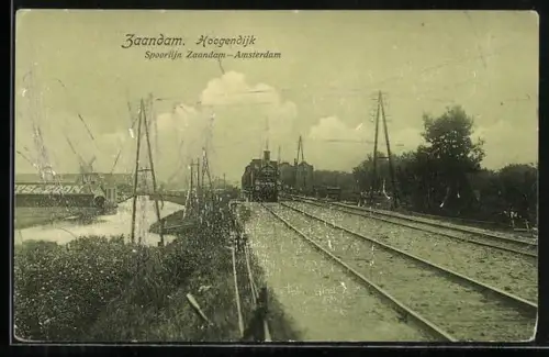 AK Zaandam, Hoogendijk, Spoorlijn Zaandam-Amsterdam