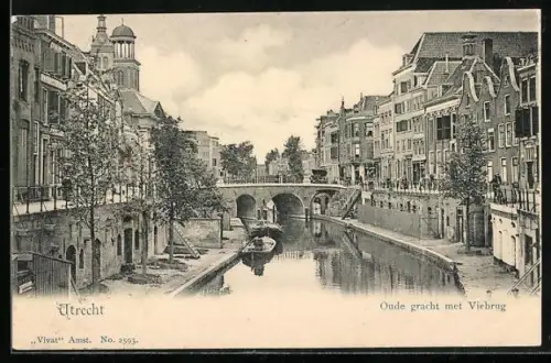 AK Utrecht, Oude gracht met Viebrug