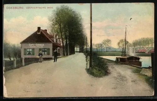 AK Doesburg, Partie am Ooipoortschen Weg, mit Café Loodsje