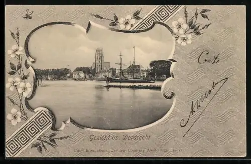 Lithographie Dordrecht, Gezicht, Passepartout