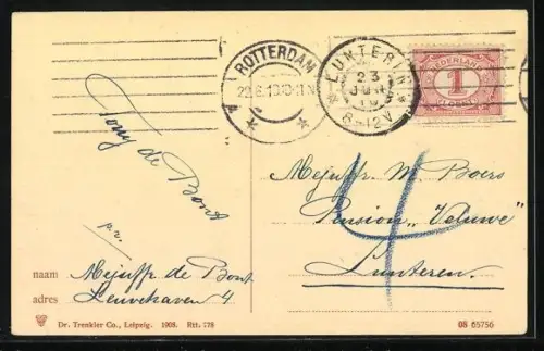 AK Rotterdam, Blick in die Strasse Middensteiger