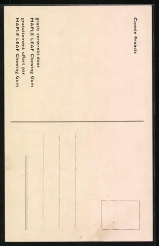 AK Musikerin Connie Francis lächelt in die Kamera