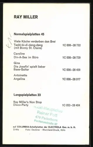 AK Musiker Ray Miller mit charmantem Blick