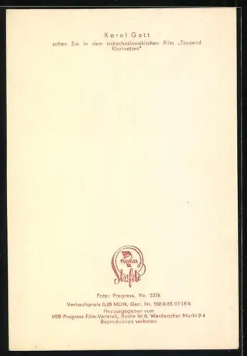 AK Sänger Karel Gott mit jungenhaftem Charme