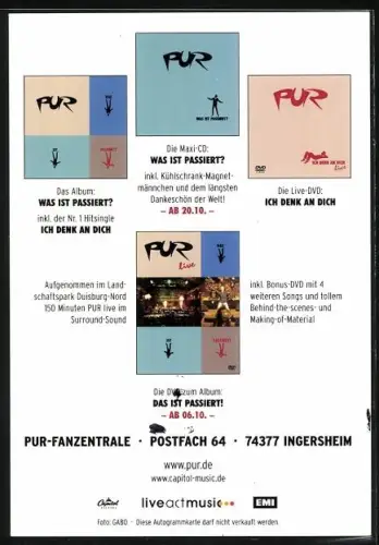 AK Musikergruppe Pur zusammen im Porträt, Autograph