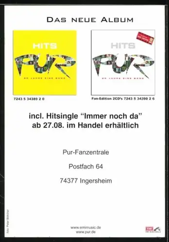 AK Musikergruppe Pur in im Porträt, Autograph