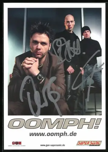 AK Musikergruppe Oomph! zusammen im Porträt, Autograph