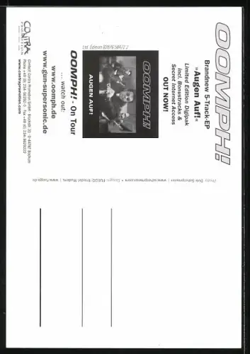 AK Musikergruppe Oomph! zusammen im Porträt, Autograph