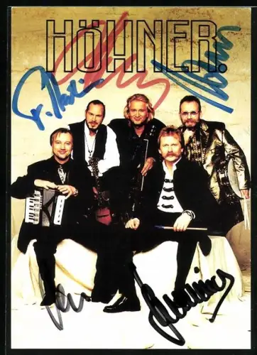 AK Musikergruppe Höhner mit Musikinstrumenten, Autograph