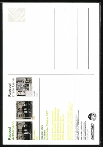 AK Musikergruppe Rapsoul vor hellem Hintergrund, Autograph