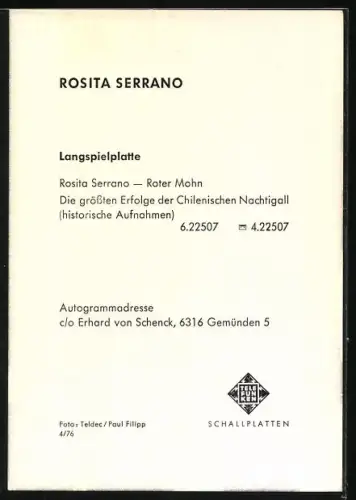 AK Musikerin Rosita Serrano im Porträt