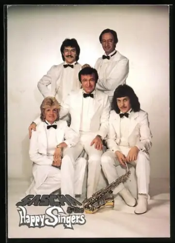 AK Musikergruppe Sascha & the Happy Singers in weissen Anzügen