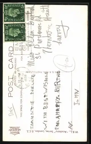 AK Terrier macht Männchen, Geburtstagsgruss