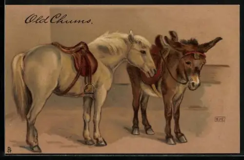 AK Old Chums, Pferd und Esel