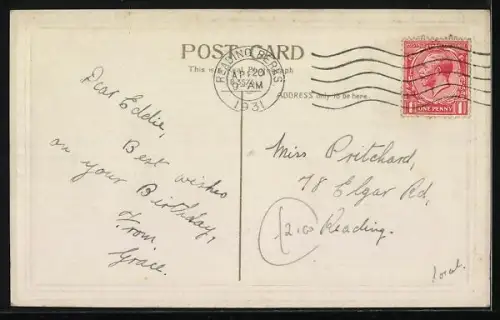 AK Terrier, Geburtstagsgruss mit Gedicht