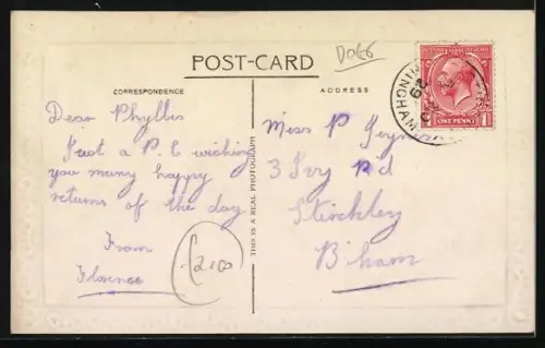 AK Terrier, Portrait, Geburtstagsgruss