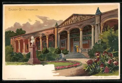 Künstler-AK Gottfried Graf: Baden-Baden, Abendstimmung an der Trinkhalle