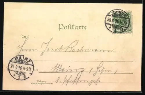 Lithographie Bochum, Marienkirche, Stadtpark, schöne Teilansicht