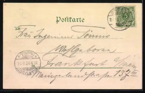 Lithographie Siegen, Totalansicht, Platz mit Denkmal, Bahnhof