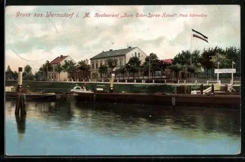 AK Wernsdorf i. M., Restaurant Zum Oder-Spree-Kanal, Inh.: Paul Schwedler