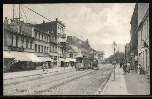 AK Hamburg-Barmbek, Hamburgerstrasse mit Strassenbahn