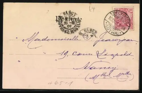 AK Ueckingen, Hochöfen Ueckingen, Bahnhof, Epicerie J. Cuinisier-Mangin