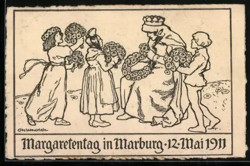 Künstler-AK Marburg, Margarententag in Marburg 1911, Blumentag