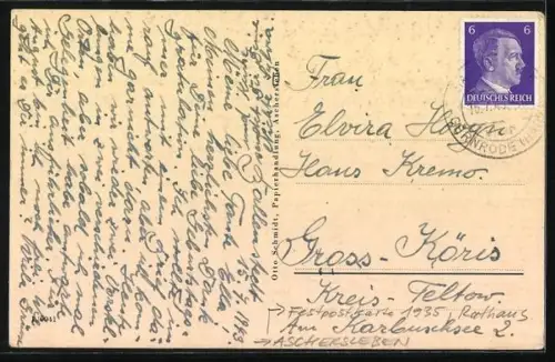 AK Aschersleben, Festpostkarte 1935, Ansicht vom Rathaus