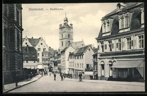 AK Darmstadt, Strasse zur Stadtkirche