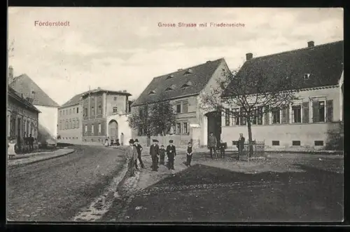 AK Förderstedt, Grosse Strasse mit Friedenseiche