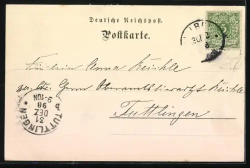 AK Bad Vilbel, Panorama, Rathaus, kath. Kirche, ev. Kirche