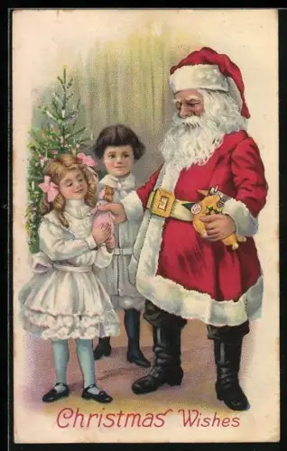 AK Weihnachtsmann beschenkt Kinder zu Weihnachten