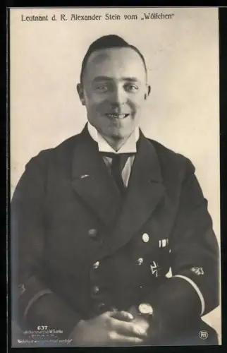 Foto-AK Sanke Nr. 637: Leutnant d. R. Alexander Stein vom Wölfchen