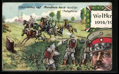 Puzzle-AK 10 Karten, Paul von Hindenburg mit Schlachtszenen aus Antwerpen, Czenstochau, Soldau, Warschau und Lüttich