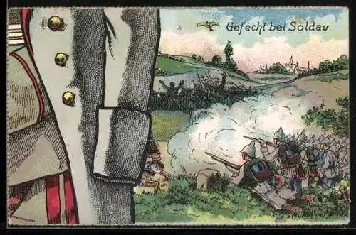 Puzzle-AK 10 Karten, Paul von Hindenburg mit Schlachtszenen aus Antwerpen, Czenstochau, Soldau, Warschau und Lüttich