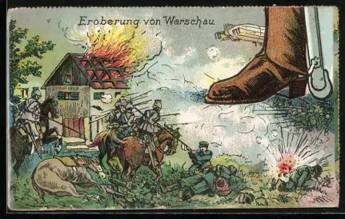 Puzzle-AK 10 Karten, Paul von Hindenburg mit Schlachtszenen aus Antwerpen, Czenstochau, Soldau, Warschau und Lüttich