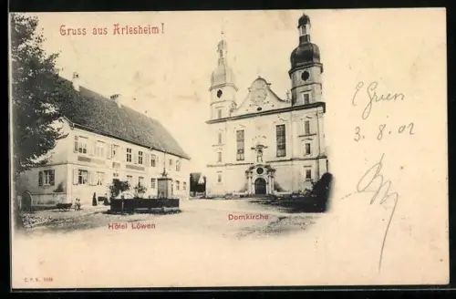 AK Arlesheim, Hotel Löwen und Domkirche