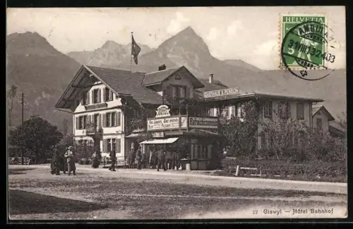 AK Giswyl, Gasthaus und Hotel Bahnhof