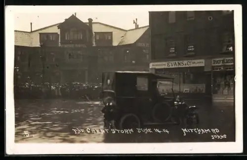 AK London, The Great Storm 1914, Mitcham Road, Ye. Mitre Hotel