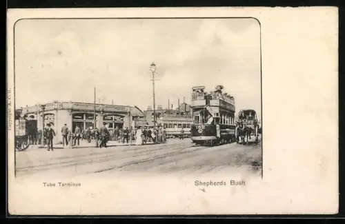 AK Shepherds Bush, Tube Terminus, Strassenbahn