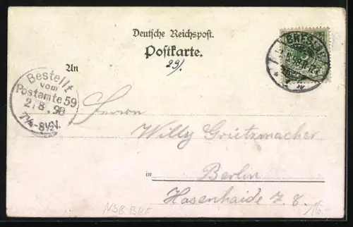 Lithographie Breslau, Oberschles. Bahnhof, Elisabeth Kirche, Universität, Sandkirche