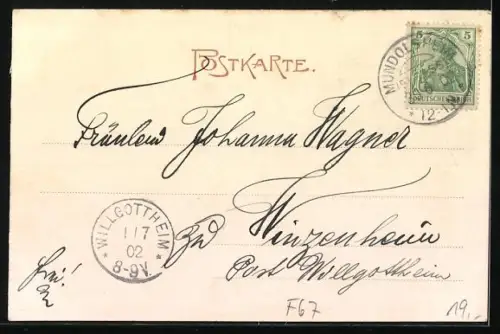 AK Lampertheim, Gasthof zum Rappen, Rathaus, Kirche mit Pfarrhaus