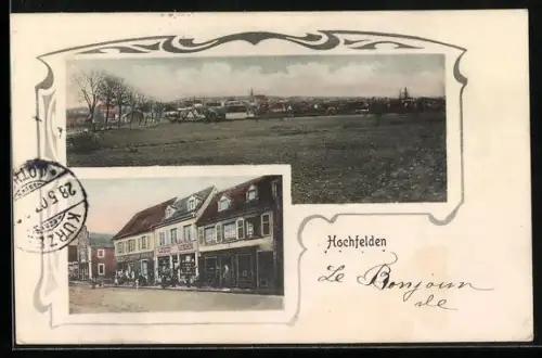AK Hochfelden, Schuster, Louis Mehn, Blick zum Ort