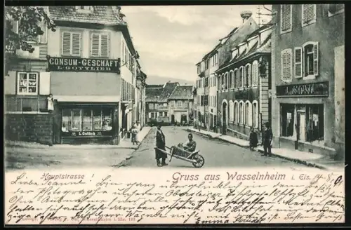 AK Wasselnheim i. Els., Consum-Geschäft L. Gottlieb in der Hauptstrasse